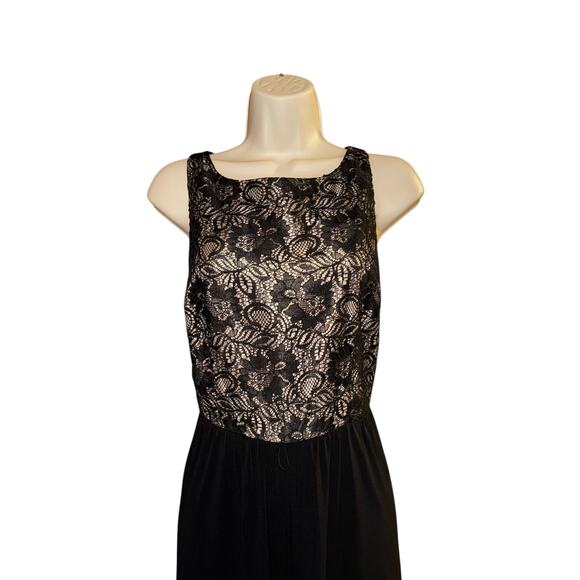 Calvin Klein Black stretch lace top special occasion jumpsuit size 6 - Picture 3 of 5